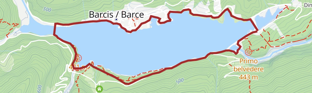 Route map: Anello del lago di Barcis